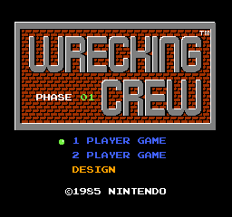 Wrecking Crew title screen for NES